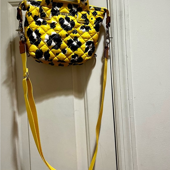 MZ Wallace Micro Sutton Yellow Leopard Quilted Crossbody Women's Bag - Picture 4 of 16